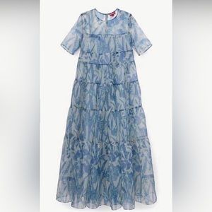Staud Hyacinth crepe organza tiered maxi dress